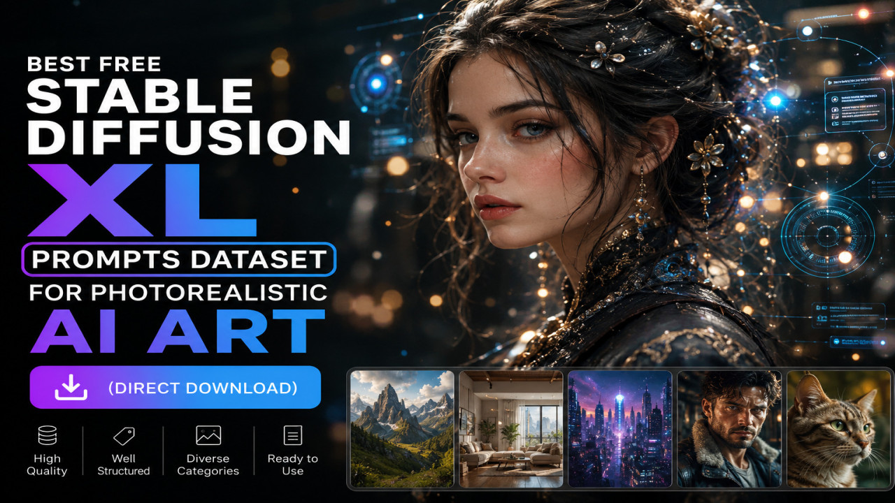 Best Free Stable Diffusion XL Prompts Dataset for Photorealistic AI Art (Direct Download)