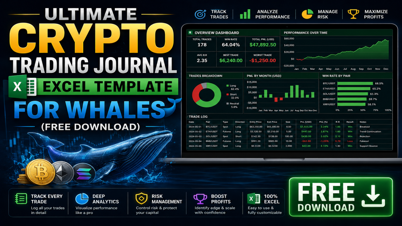 Ultimate Crypto Trading Journal Excel Template for Whales (Free Download)